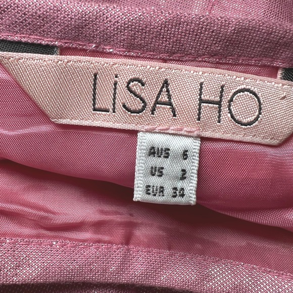 Lisa Ho Pink Metallic Pleated Midi Skirt Womens 2 Pink Party Evening Wear Shiny - Picture 4 of 14